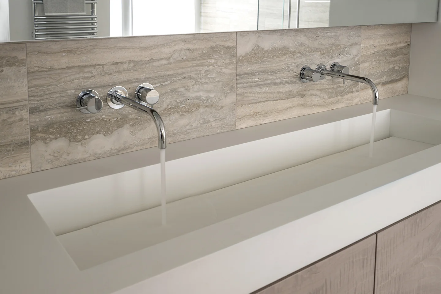 modern vanity in a contemporary penthouse renovation in Boston