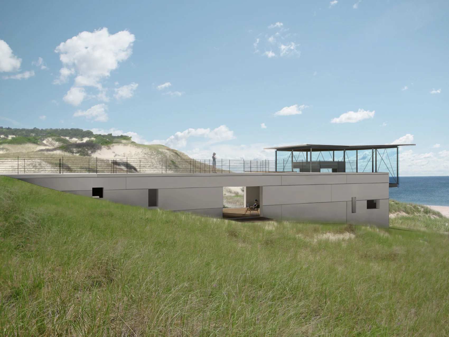 Concrete house design for the dunes of Truro, Massachusetts.
