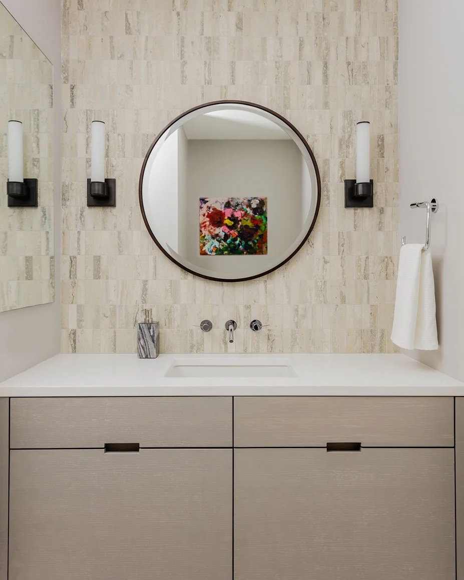 Modern bathroom vanity in a renovated high-rise apartment in boston