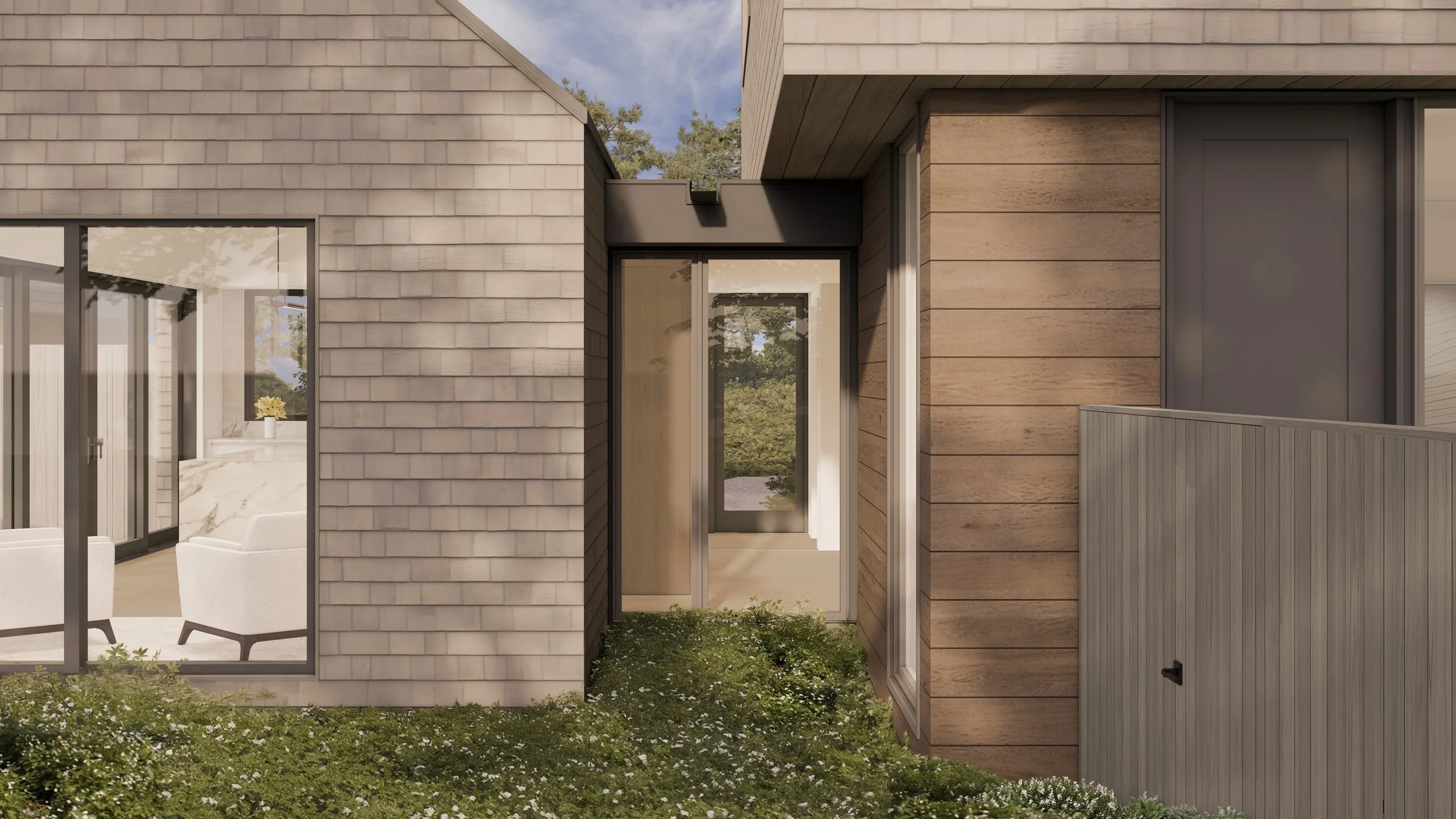 front exterior of a custom vacation house on Cape Cod