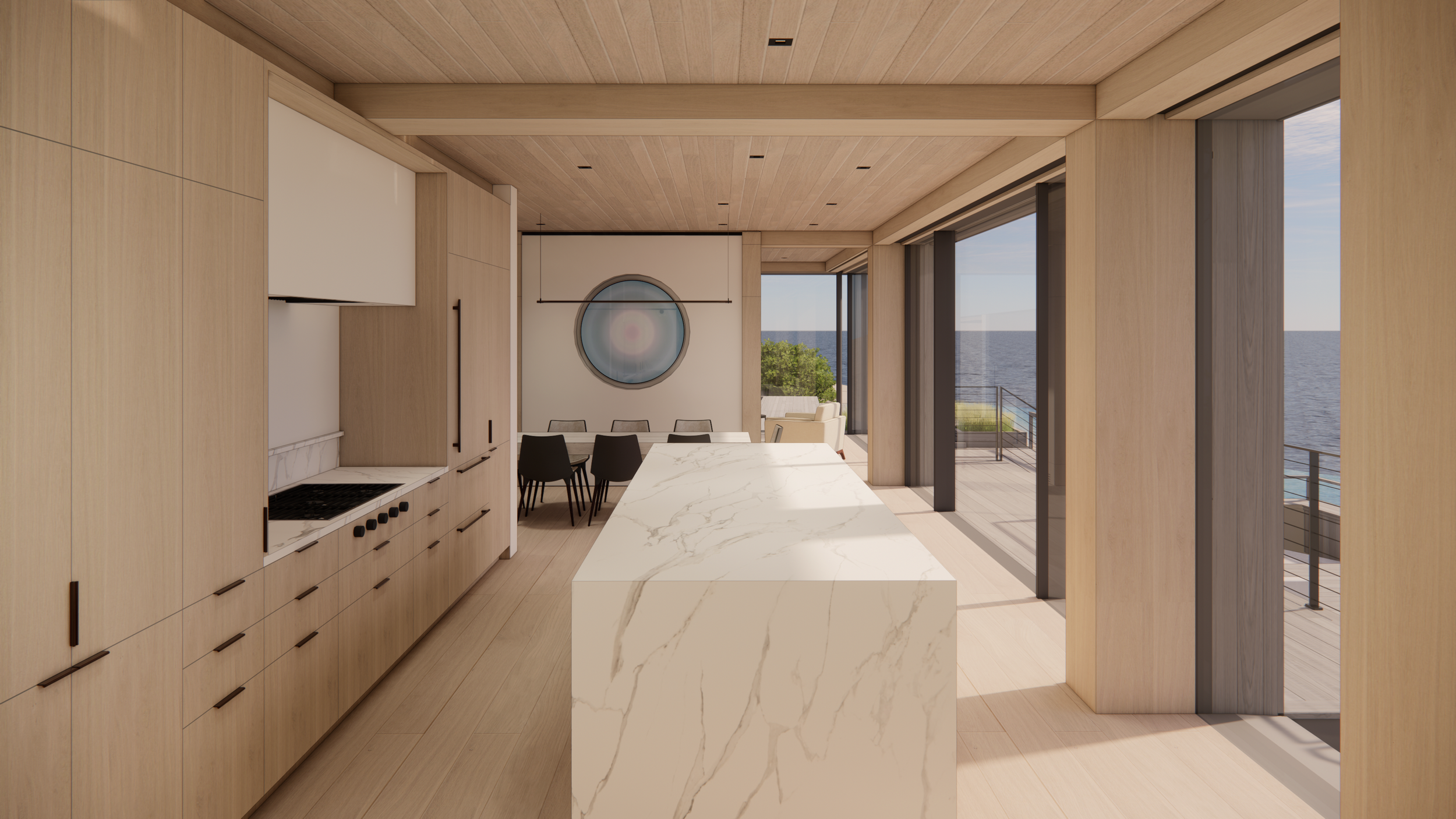 Luxury coastal house with a custom kitchen on Cape Cod.