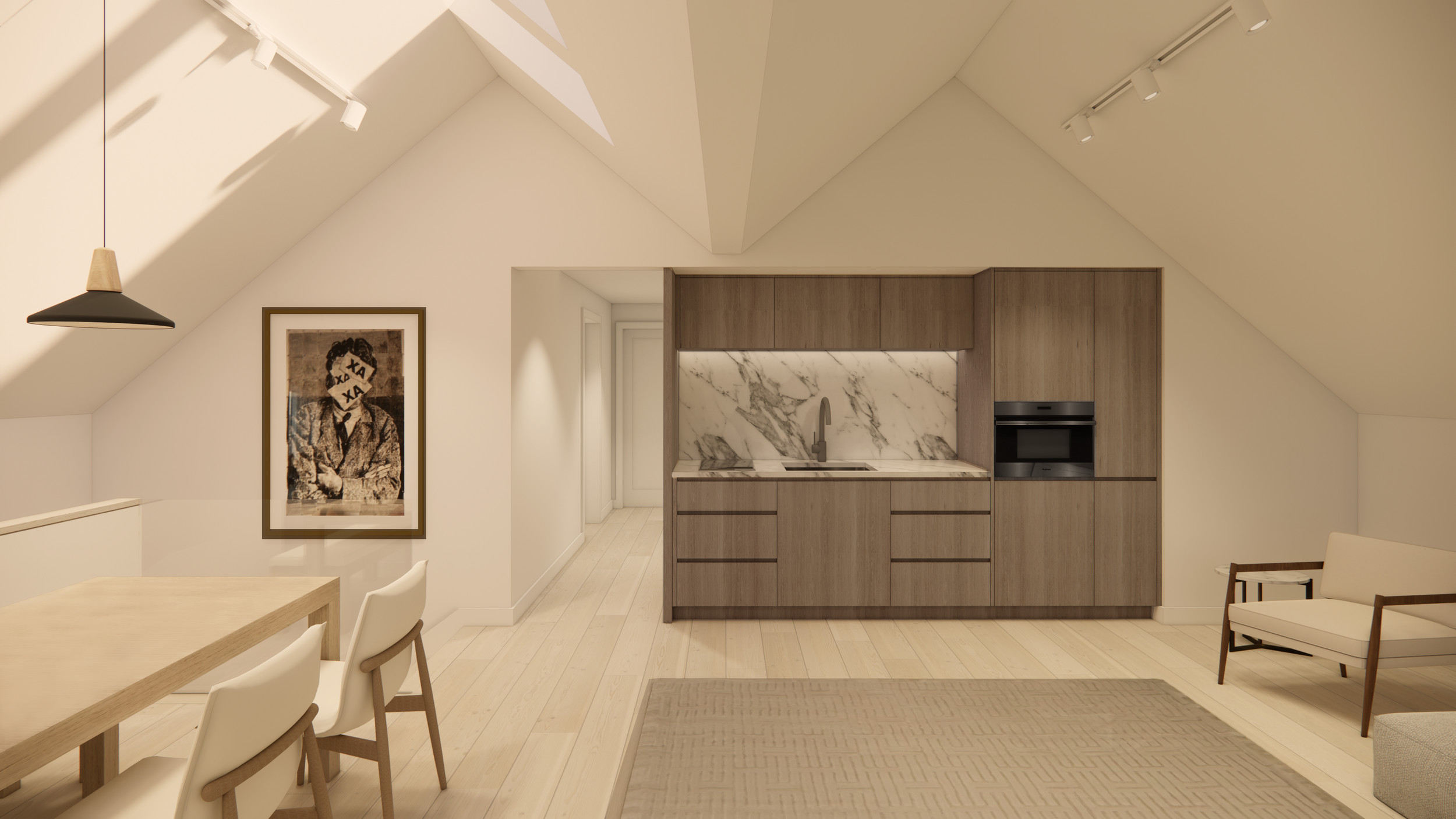 Interior of a pool house at a custom house on Cape Cod