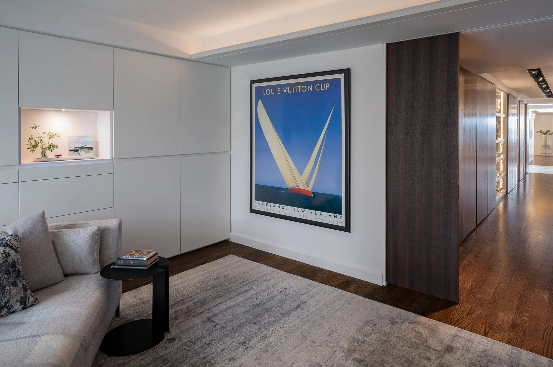 Contemporary interior design featuring custom storage solutions