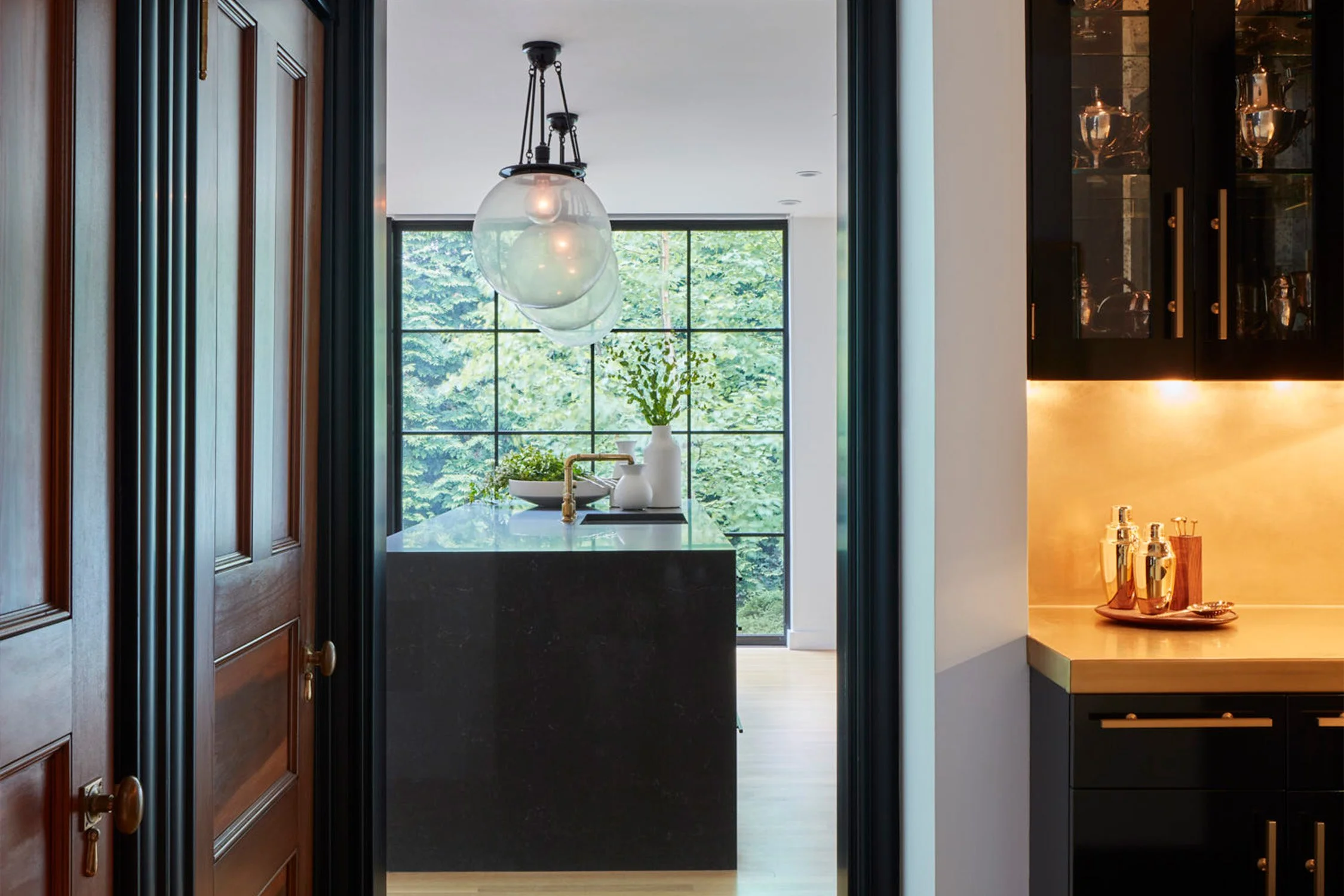 View of a modern kitchen renovation in a Victorian house