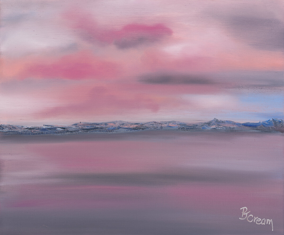 Original Oil, Sunset, Patricia J Cream, Serenity, 16x20 Wrapped Canvas