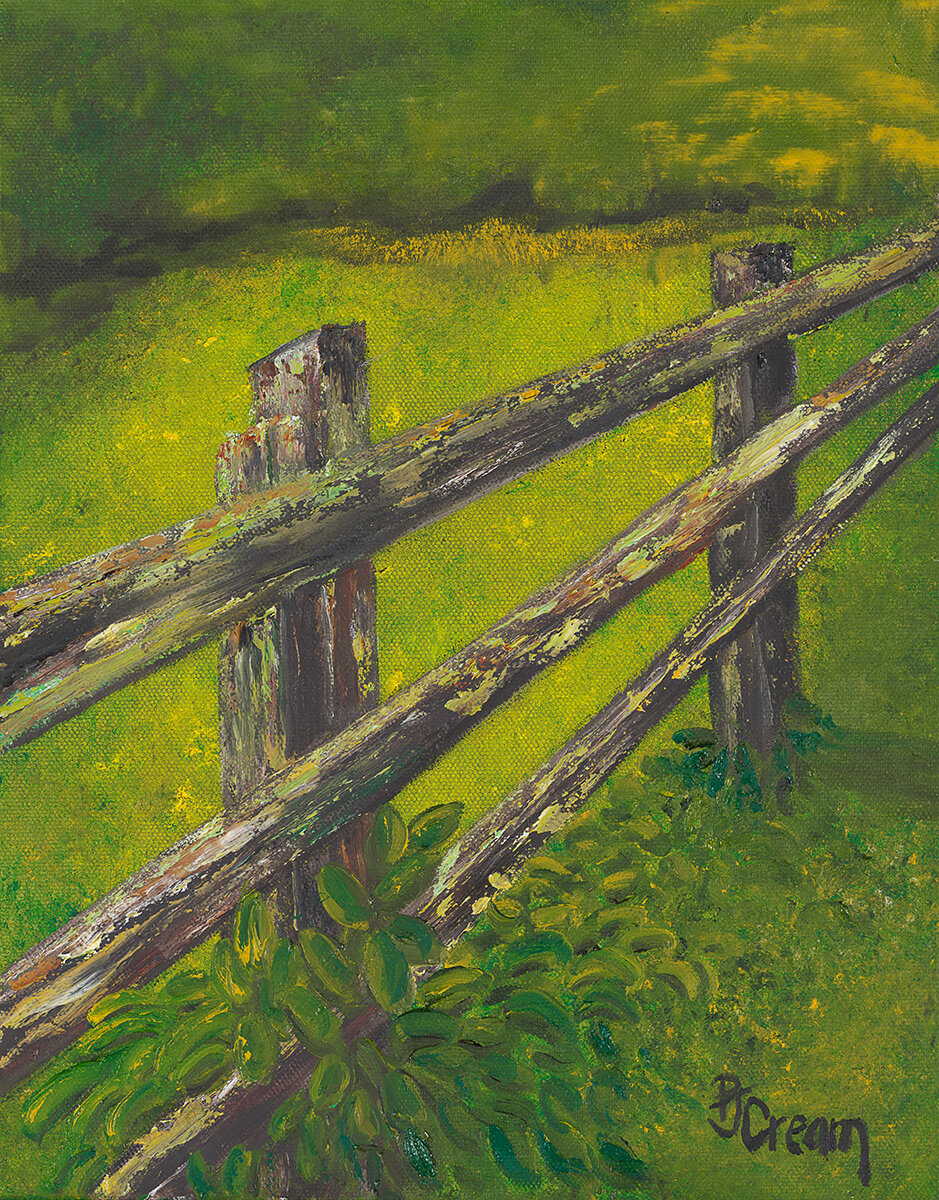 Original Oil, Landscape, Patricia J Cream, Mossy Lane, 11x14, Wrapped Canvas