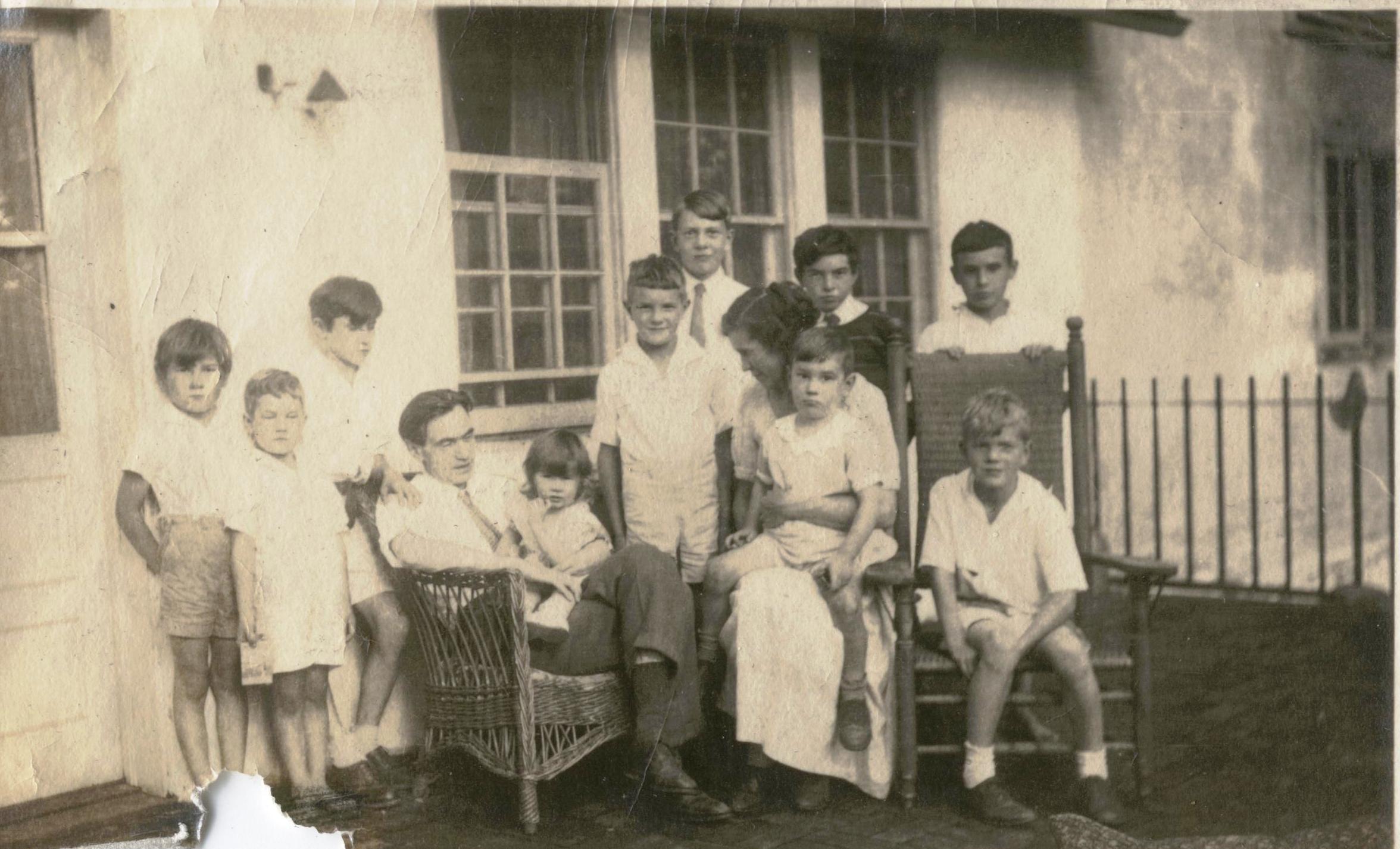 The Schmitt family on the porch, 1936