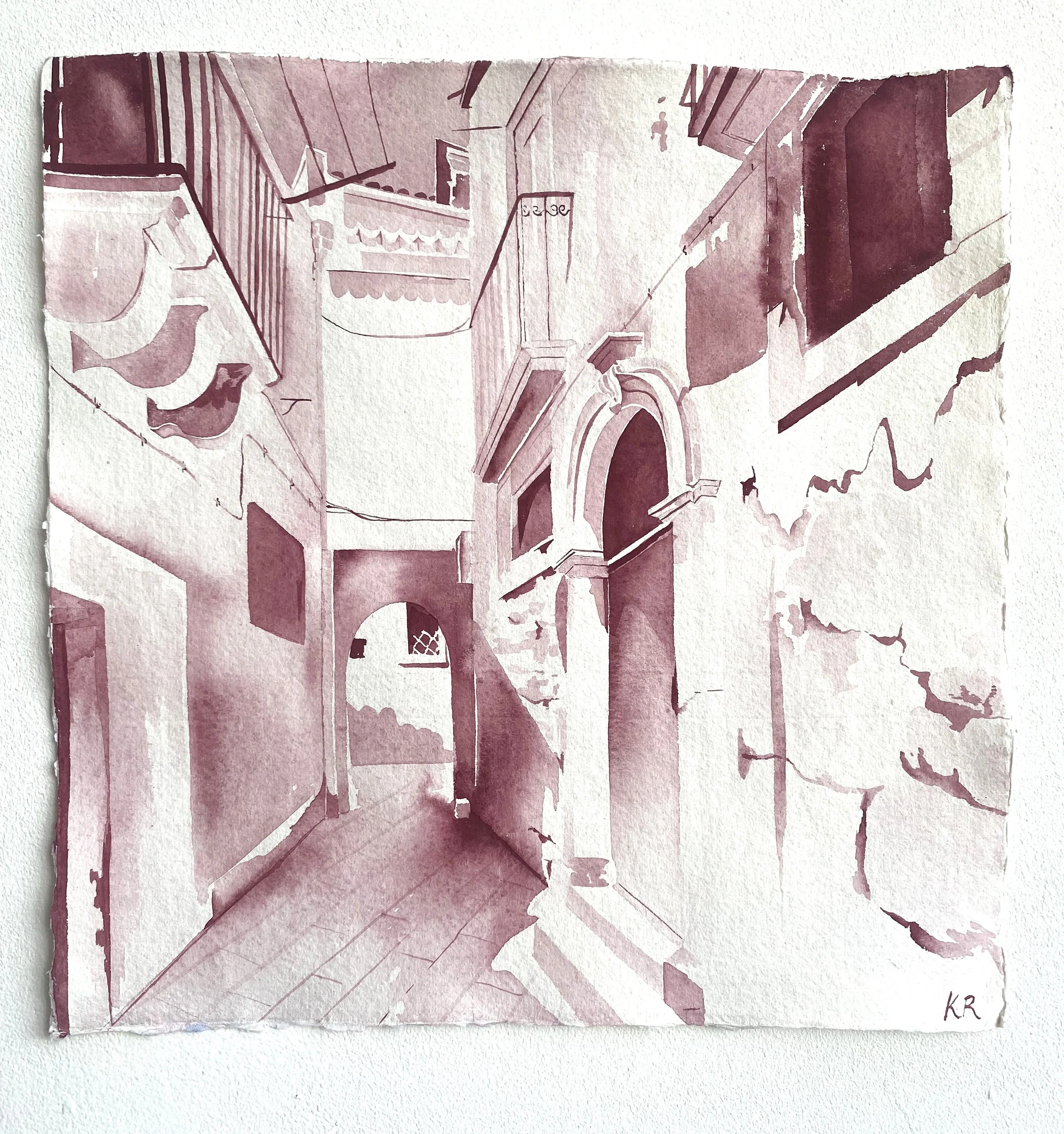 Streets of ortigia_29x29_gouache on paper.jpg