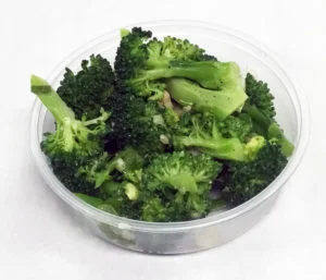 Water sauteed broccoli with garlic.