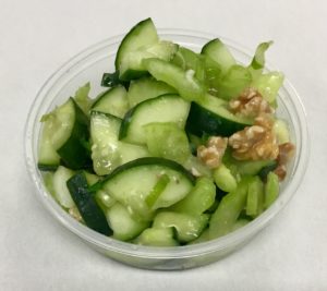 Cucumber, celery and walnut pressed salad.