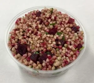 Buckwheat, red beets and cilantro with a brown rice vinegar dressing.
