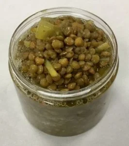 Green lentils, golden beets, red onion and dill soup.