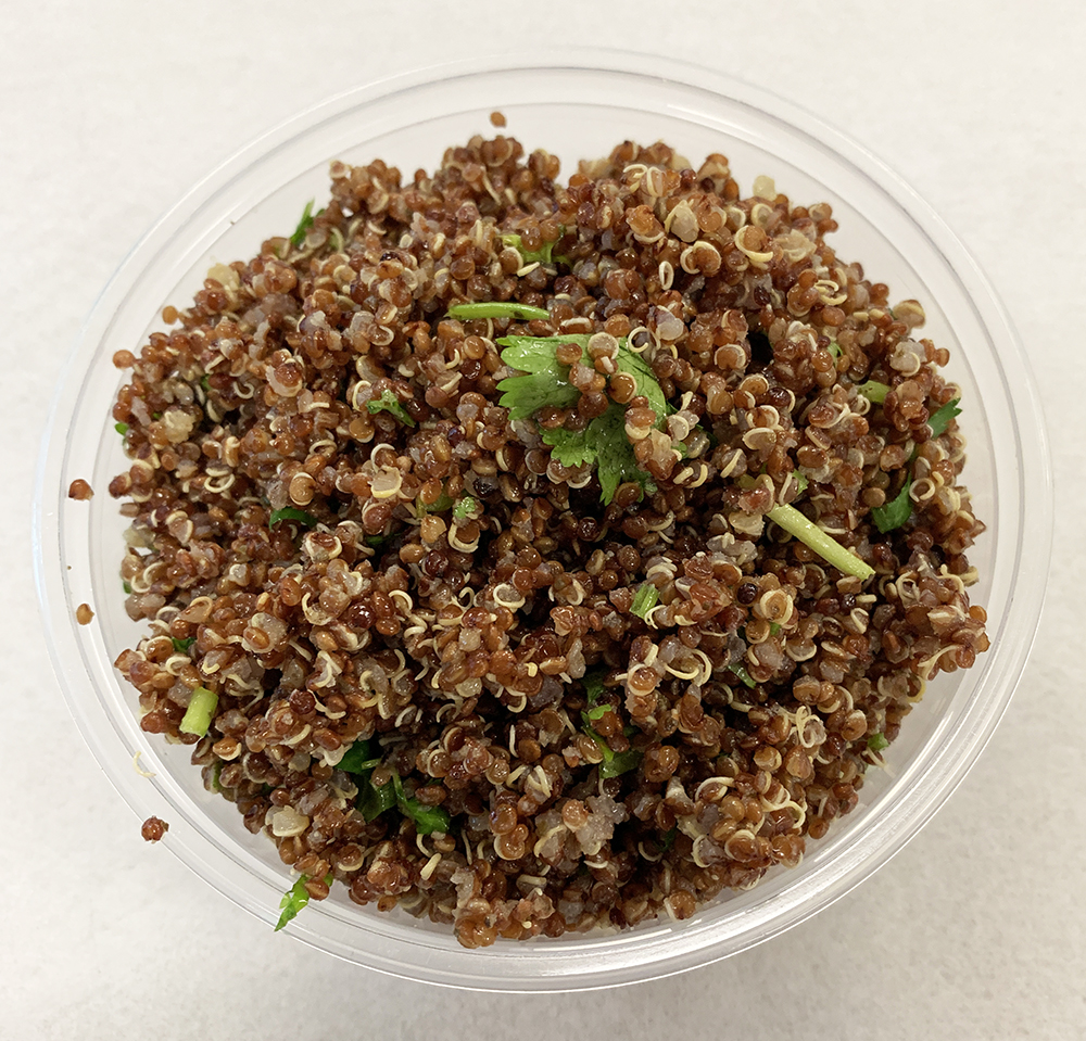 Quinoa with stone ground mustard vinaigrette and parsley.