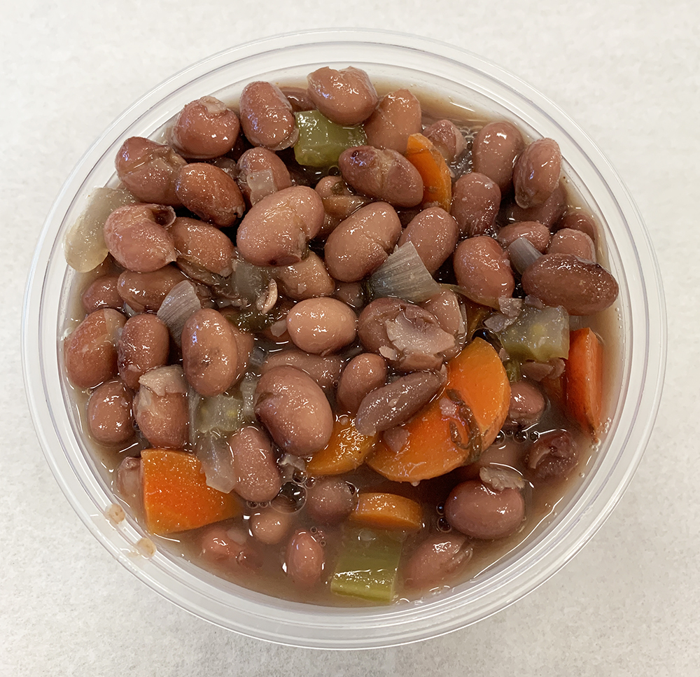 Kidney bean chili with celery, carrot and onion.