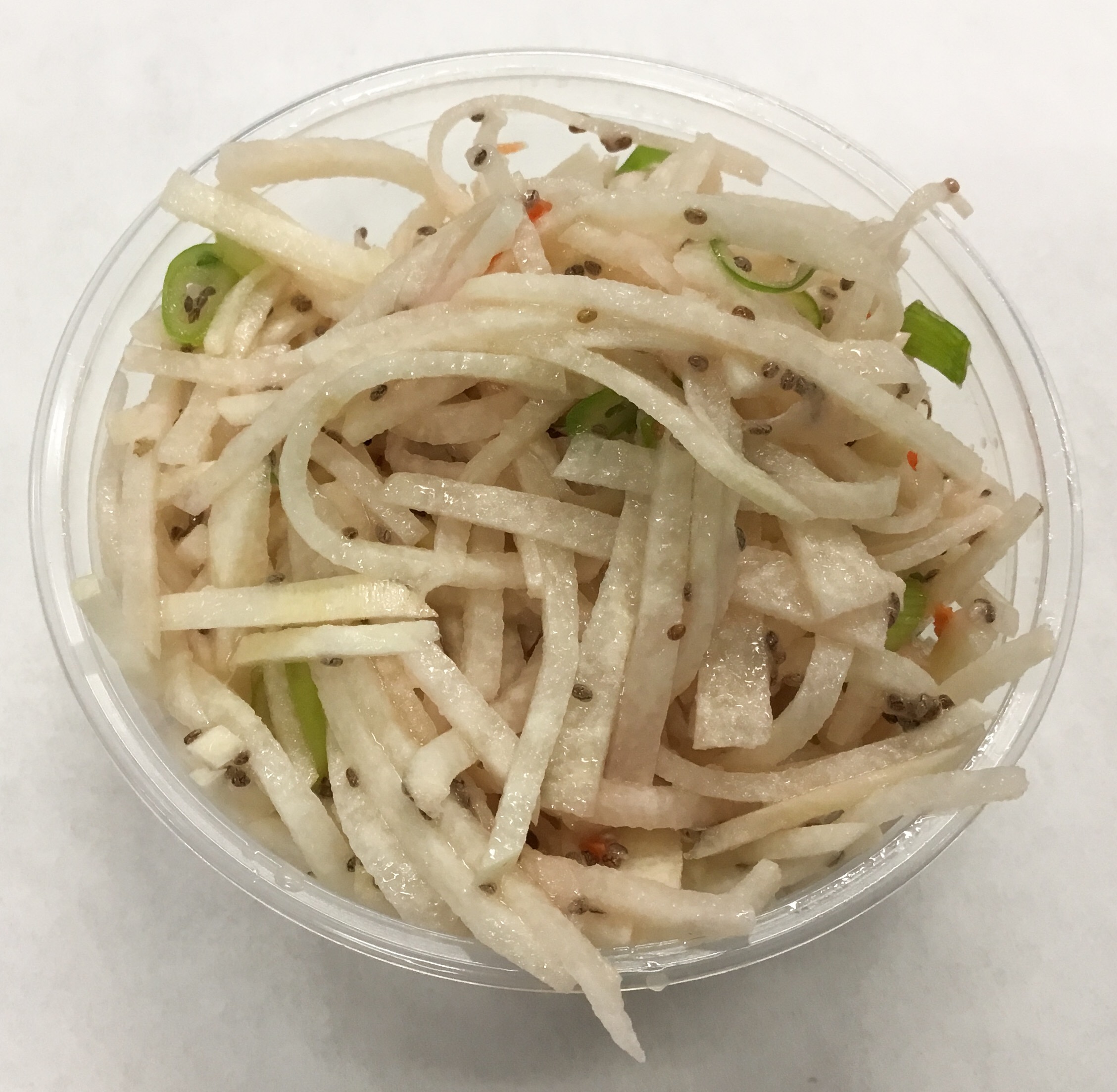 Jicama with carrot, scallion, chia seeds, fresh squeezed lemon juice, umeboshi vinegar and olive oil.