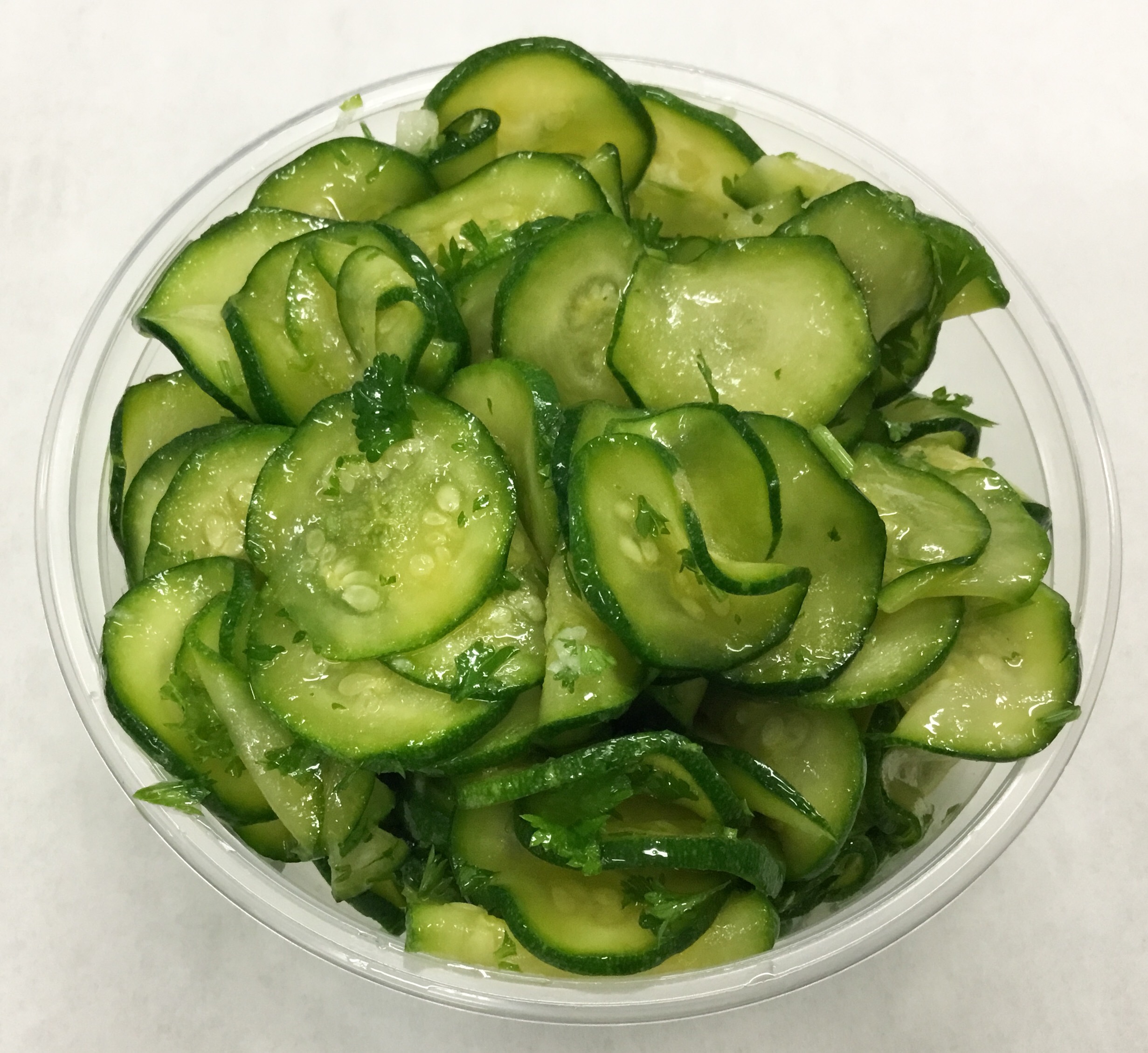 Pressed zucchini and garlic with parsley and olive oil.