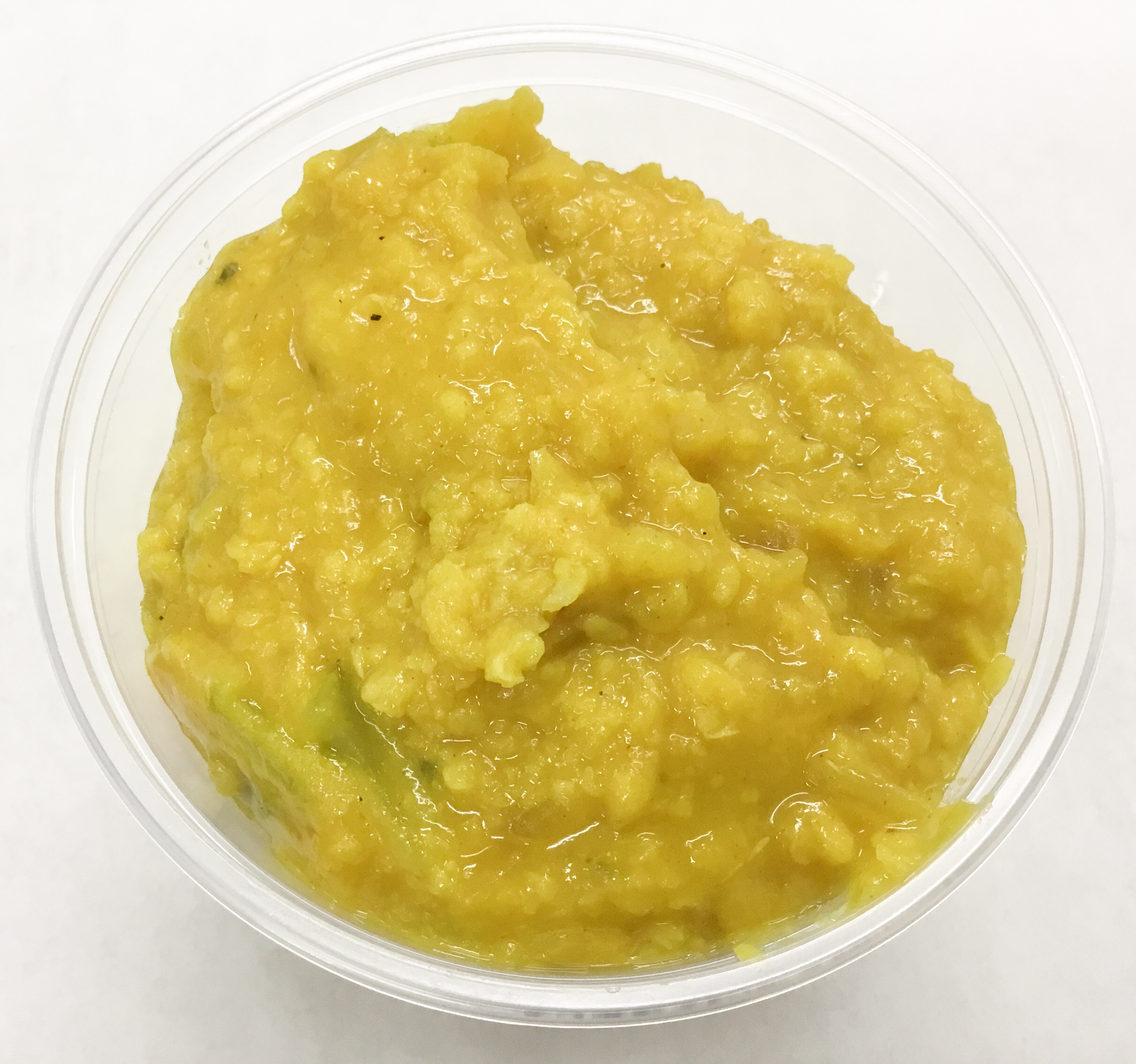 Yellow mung bean dahl with onion, celery, curry and cumin.