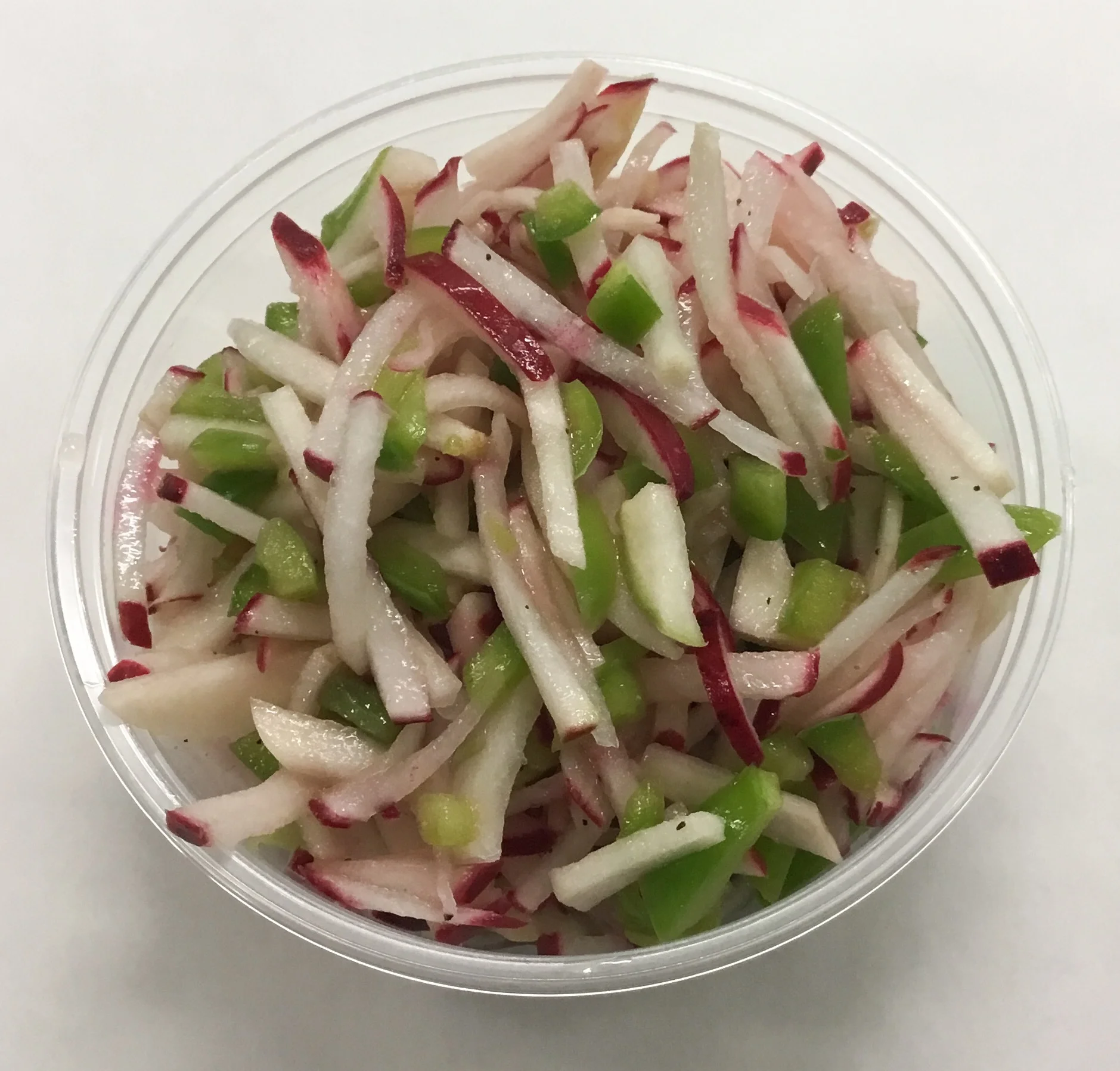 Red radish, Tokyo Market turnips, bell peppers, mirin and yuzu.