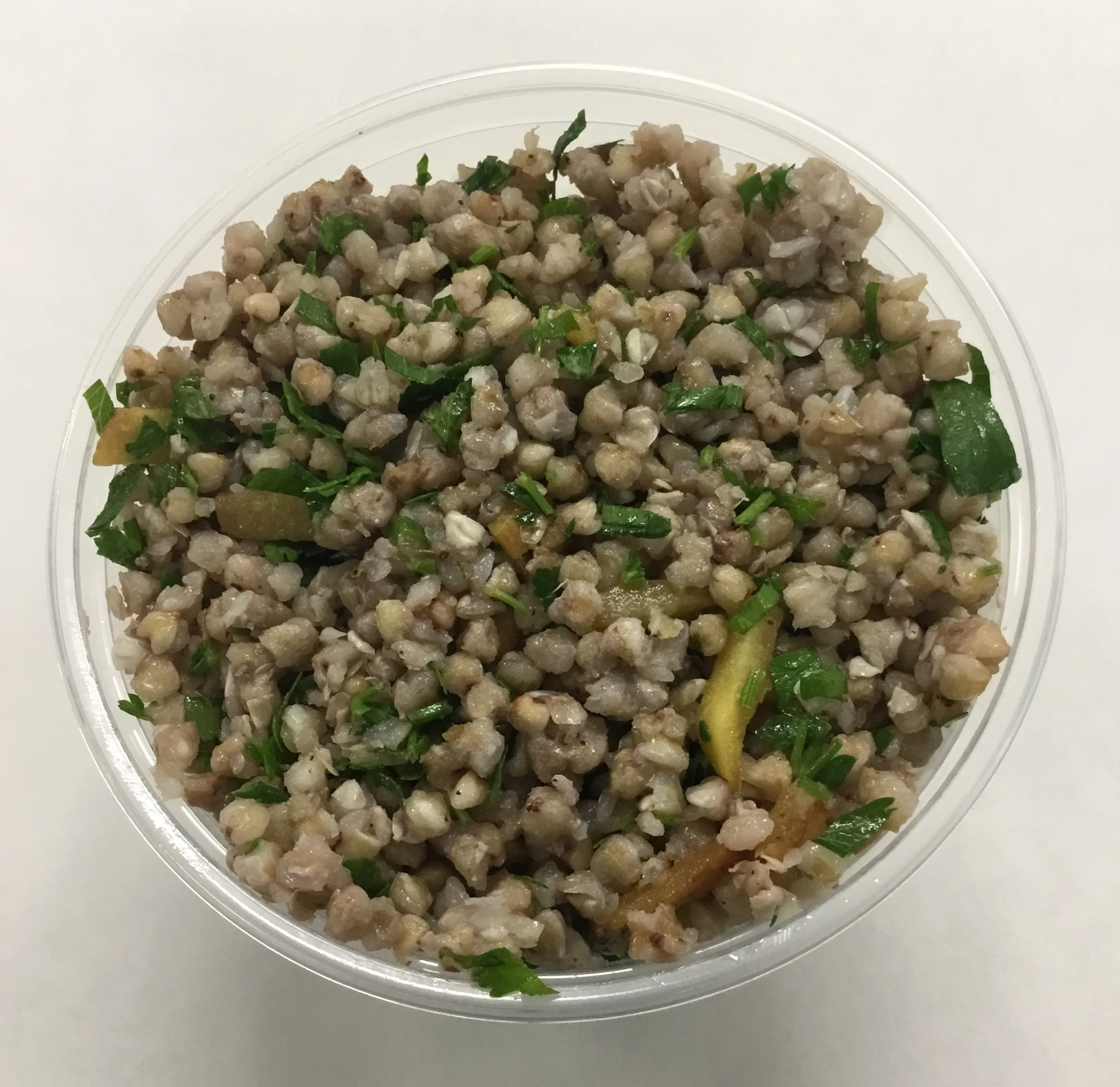 Buckwheat and sauteed rutabaga with curry, ume vinegar, olive oil and parsley.