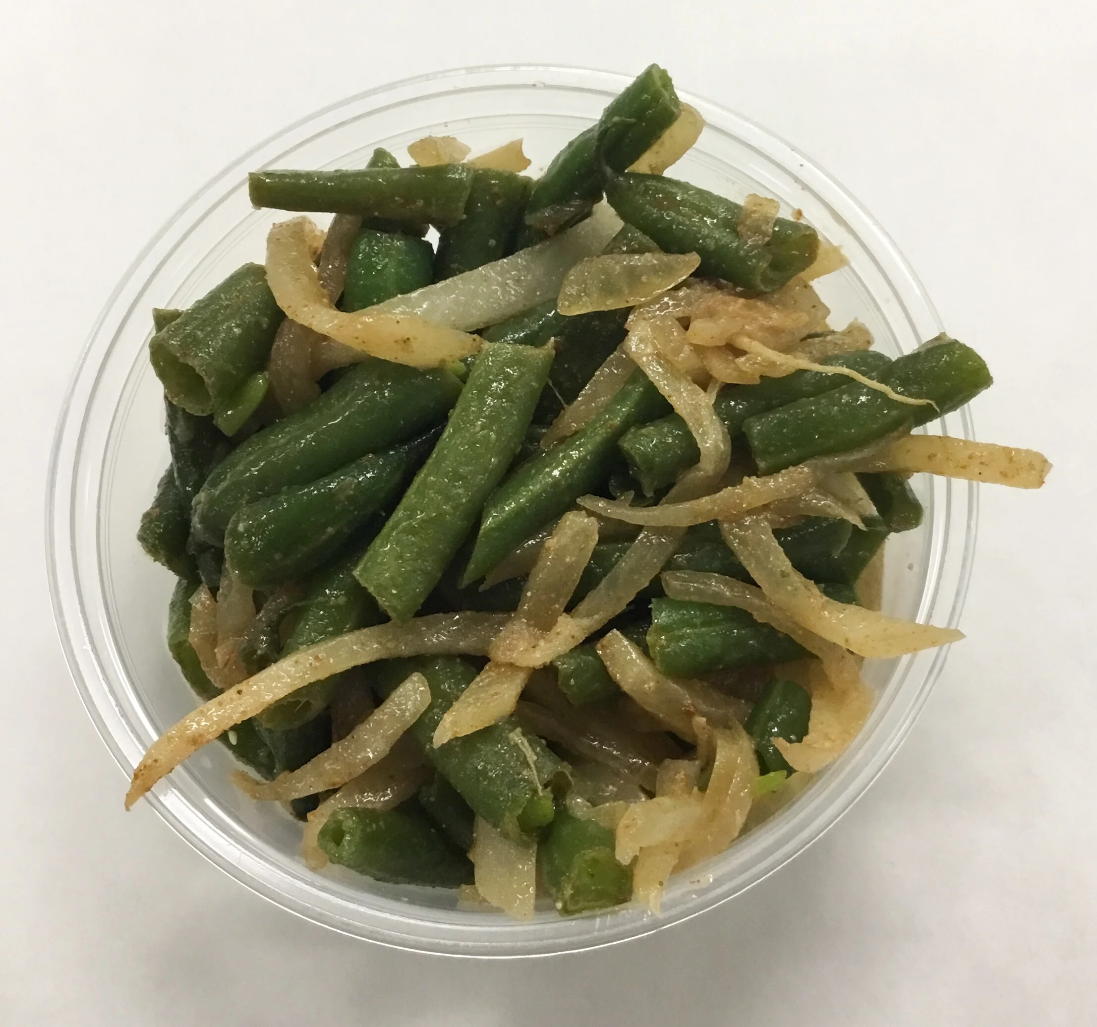 Green beans, daikon radish and onion.