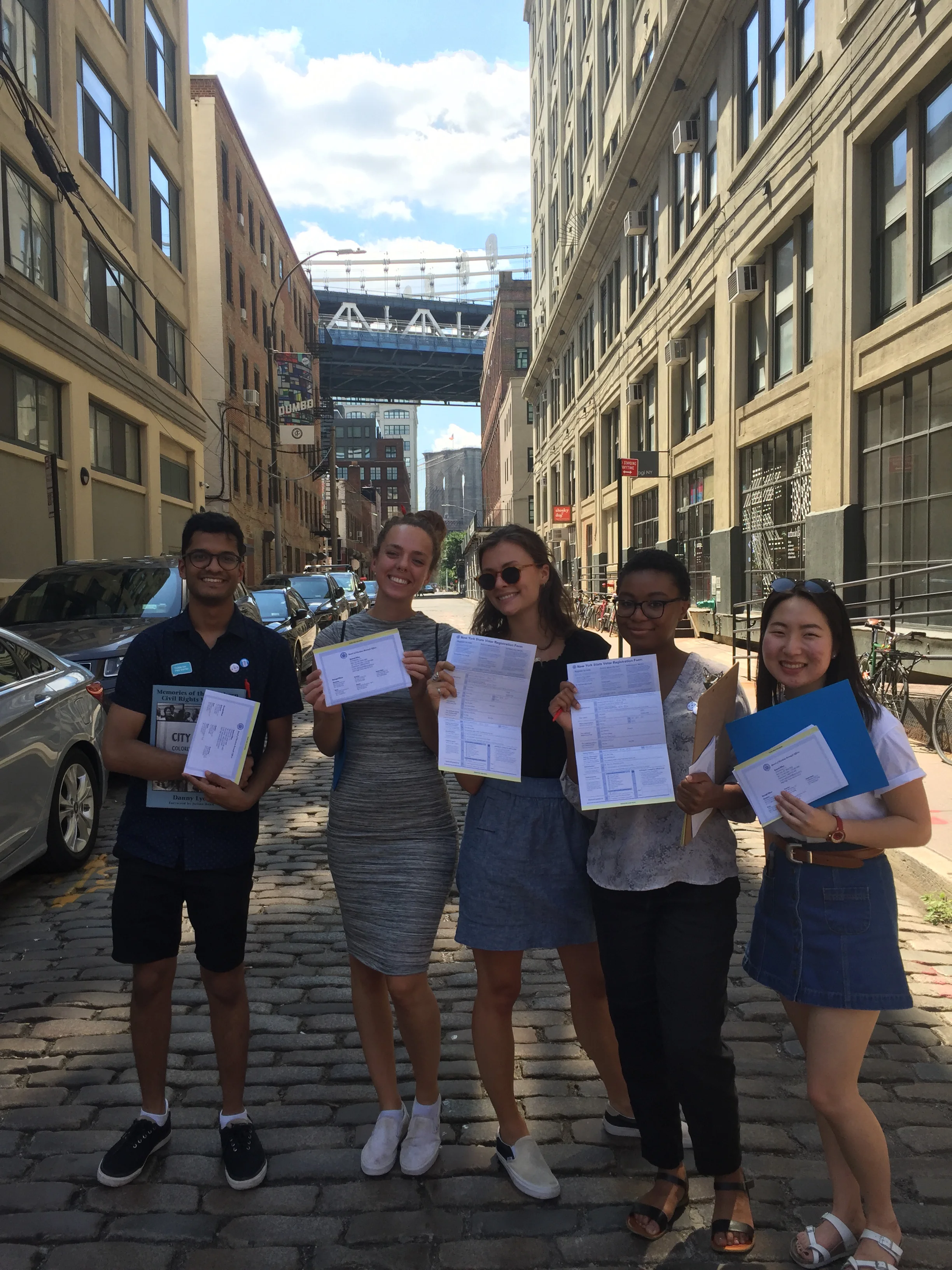 The summer associates outside the Democracy Works office after canvasing.