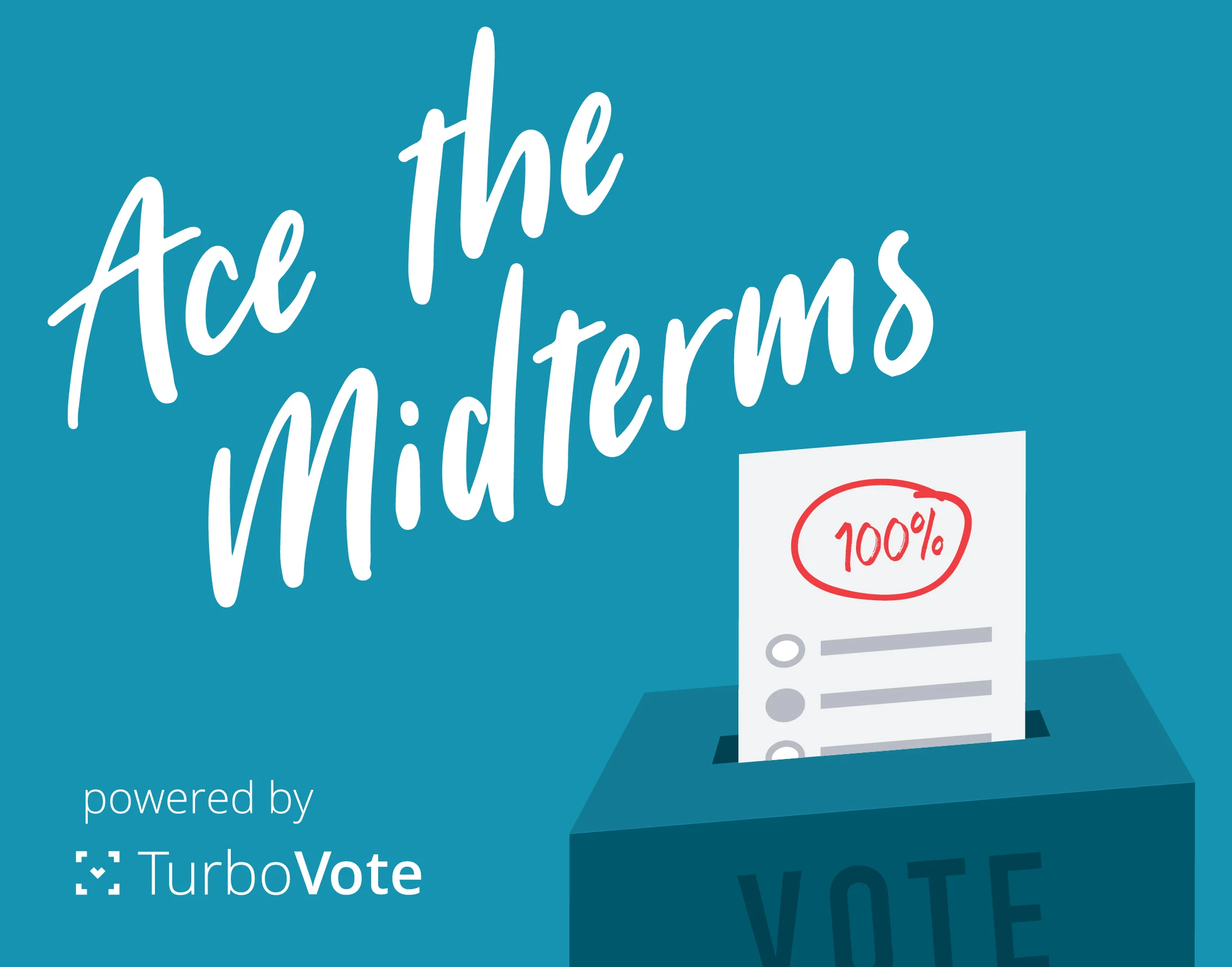 Blue Ace the Midterms powered by TurboVote logo.