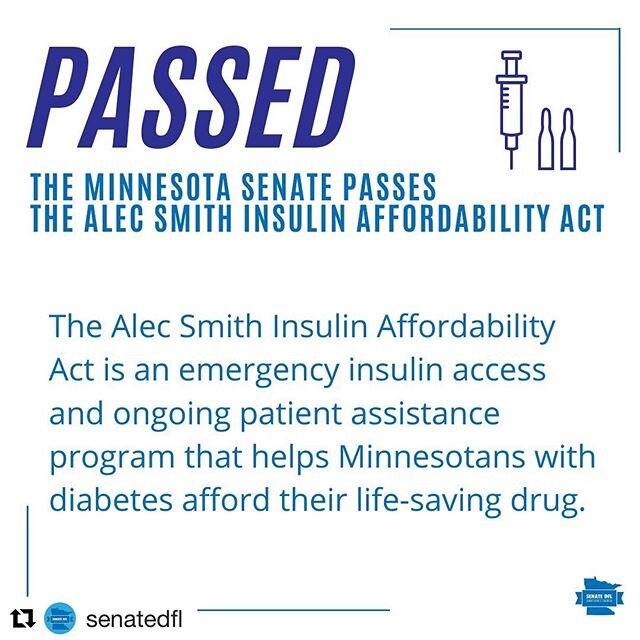 #Repost @senatedfl with @get_repost
・・・
BREAKING: The Minnesota Senate passes the Alec Smith Insulin Affordability Act! 
The bill will now head to the Governor&rsquo;s desk to be signed into law.