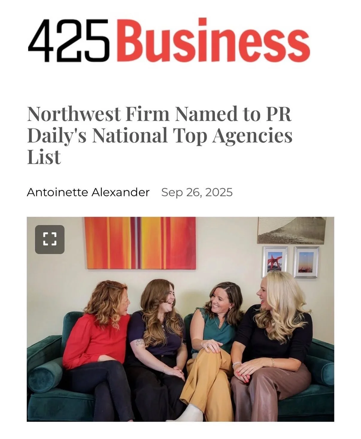 Huge thanks to @425business and @southsoundbusiness for sharing the news of our inclusion in PR Daily&rsquo;s 2025 Top Agencies List!! It&rsquo;s such an incredible honor and we are so grateful! 🥹

Head to the link in our bio for the full article!