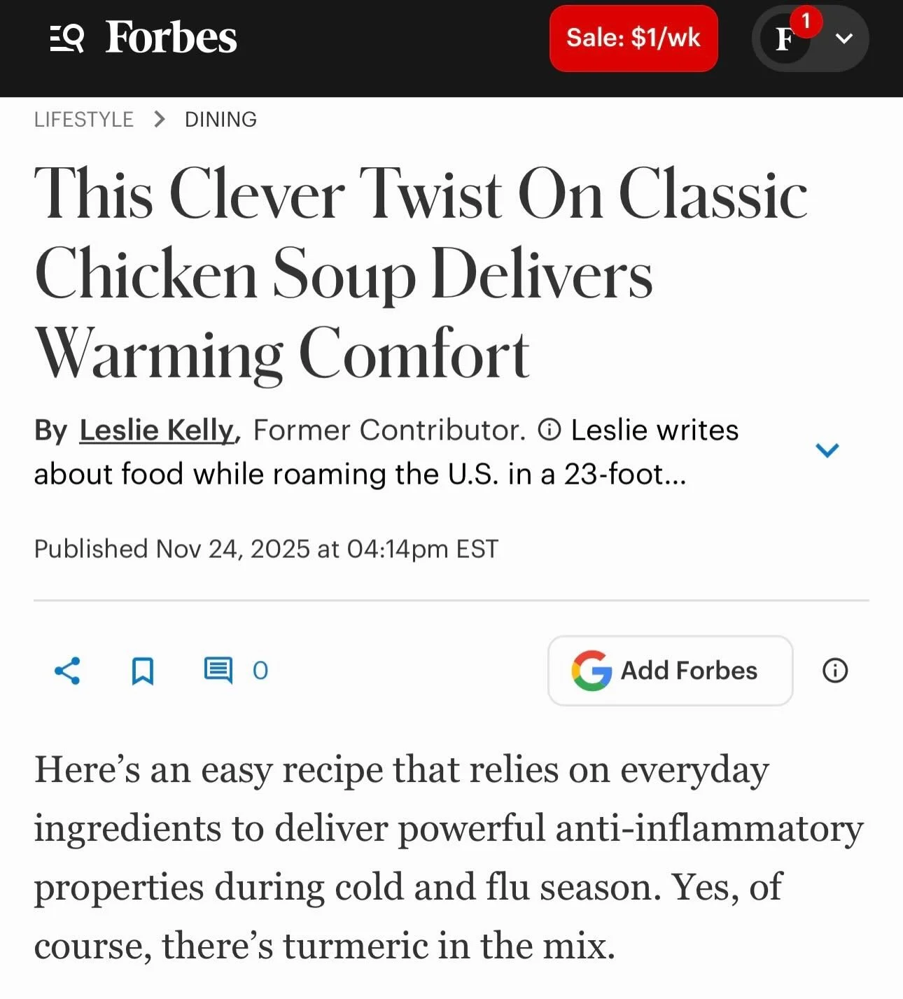 Huge thanks to @lesliedines58 and @forbes for this wonderful feature on @lifelong_wa&rsquo;s executive chef, Lauren Daniel and the immune-boosting soup recipe she has developed! 

Lifelong is the leading provider of medically tailored meals for peopl