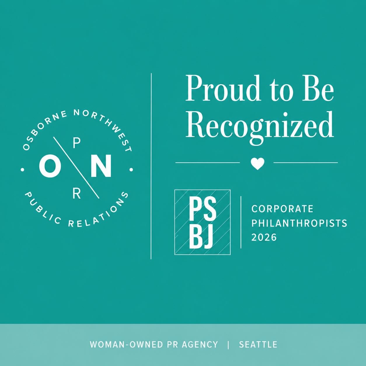 We&rsquo;re honored to be recognized by the Puget Sound Business Journal as one of Washington&rsquo;s 2026 Corporate Philanthropists.

Giving back has always been part of who we are. As a woman-owned agency rooted in the Pacific Northwest, we&rsquo;r