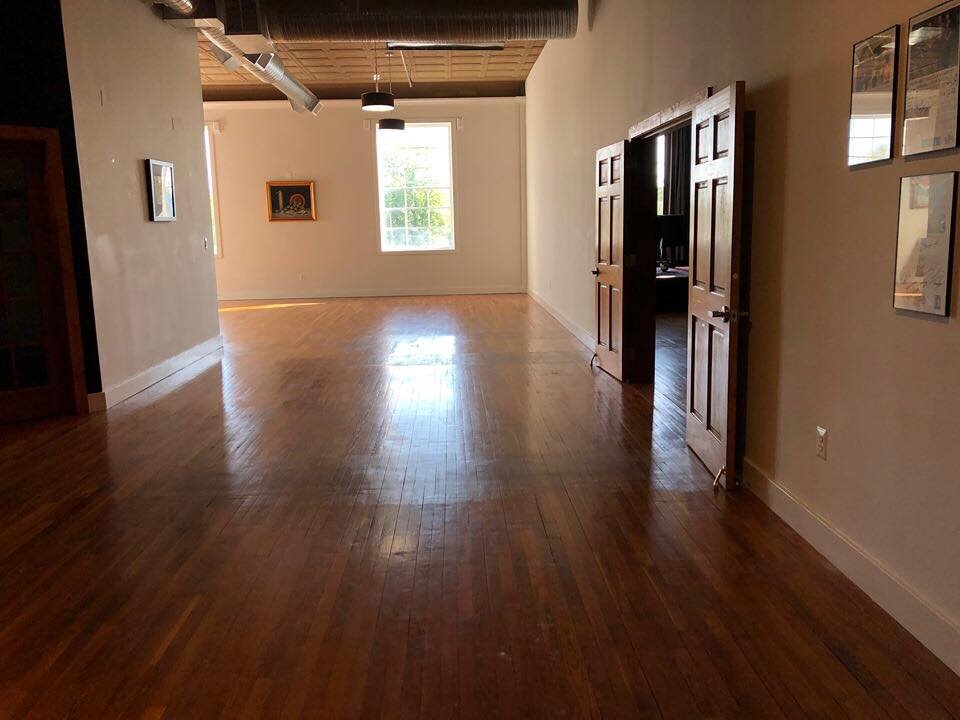 Entering art gallery/reception space.
