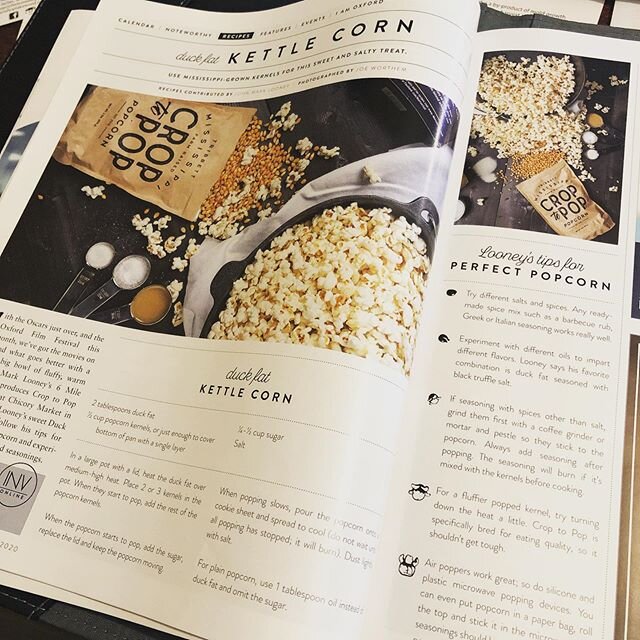 Thanks to @invitationoxford for the feature! You can find a recipe for duck fat kettle corn on page 24 of the March issue, or online at their website! Link in bio.