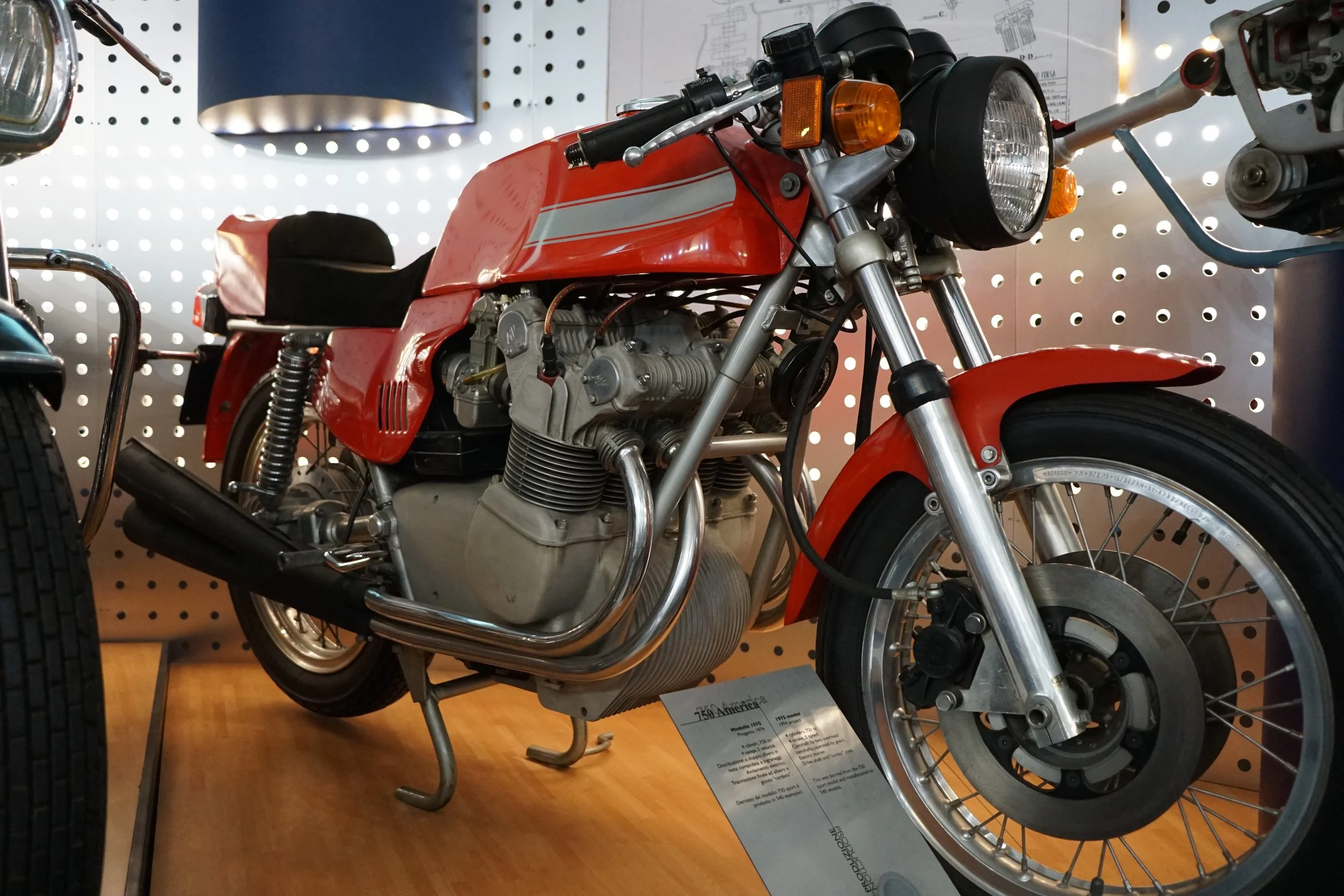’75 750 America – 750cc, DOHC, five speeds. The shaft drive and electric start were attempts to position this as a viable choice for a gentleman’s road motorcycle. About 500 were sold.