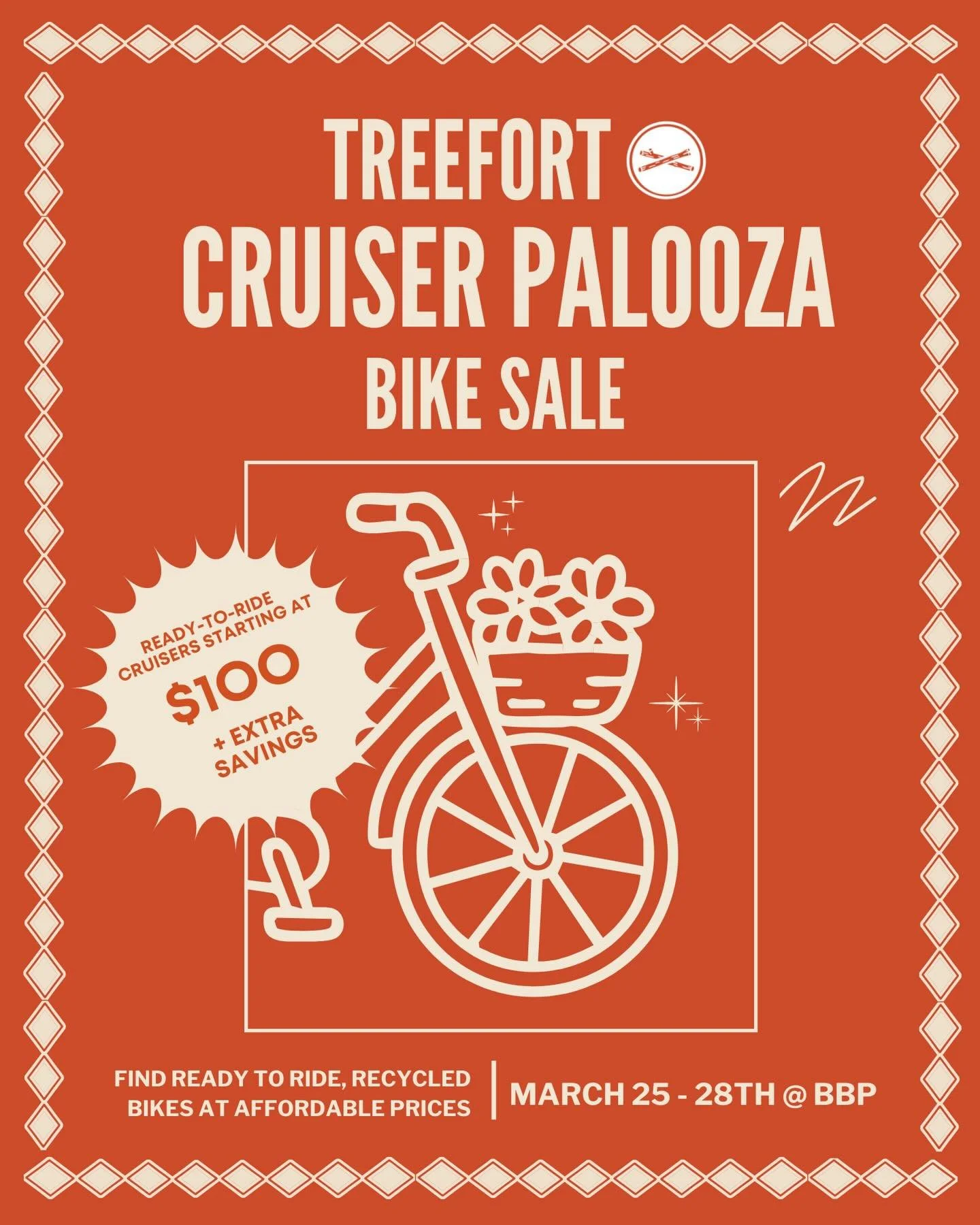 Bikes are the best way to make your way around Treefort Music Fest!&nbsp;In celebration of Treefort, we&rsquo;re having a sale all week starting tomorrow.

Snag a freshly tuned cruiser bike from our shop for $100&ndash;$150. These bikes are fun, func