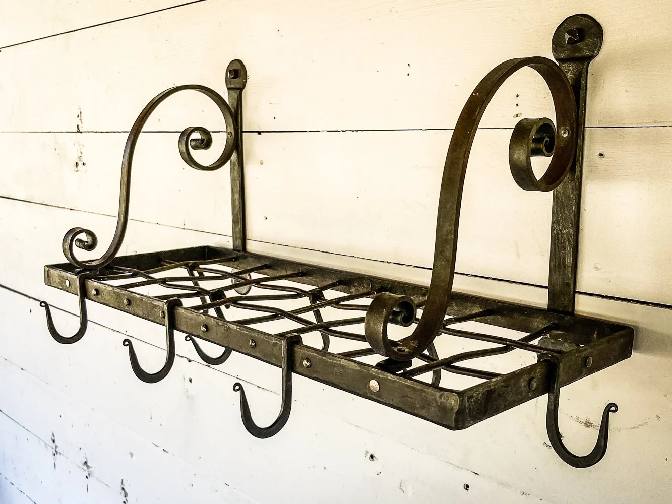 Hand Forged Shelf Pot Rack — Axe and Anvil Handworks