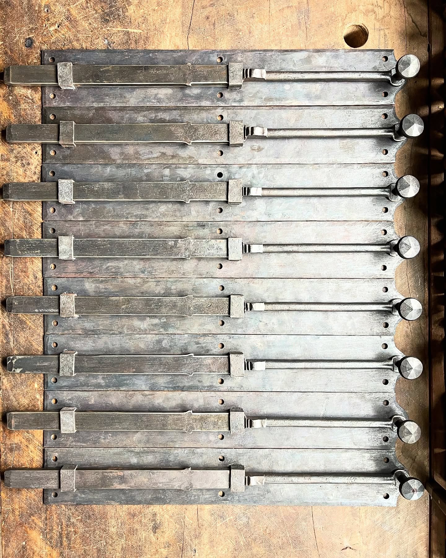 Delivered the last pieces of a large hardware order to @vintagemillworksinc today, 8 slide bolts 22&rdquo; long, plus the heavy duty receiver boxes they will lock into. These bolts were a blast to make. Can&rsquo;t wait to see it all installed! These
