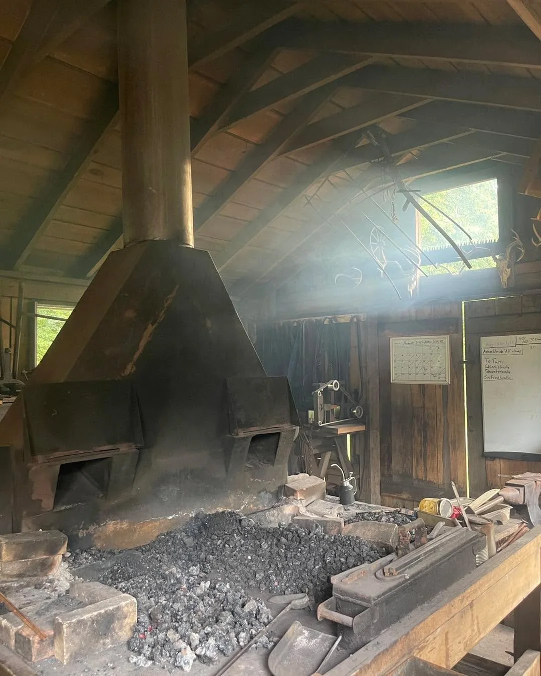 Elijah has been out of town for the week, and the shop feels kinda empty! Work is moving ahead, but I&rsquo;ll be glad to have him back soon.
.
.
# #smithy #blacksmithing #forge #coalforge #blacksmith #blacksmithshop #blacksmithtools