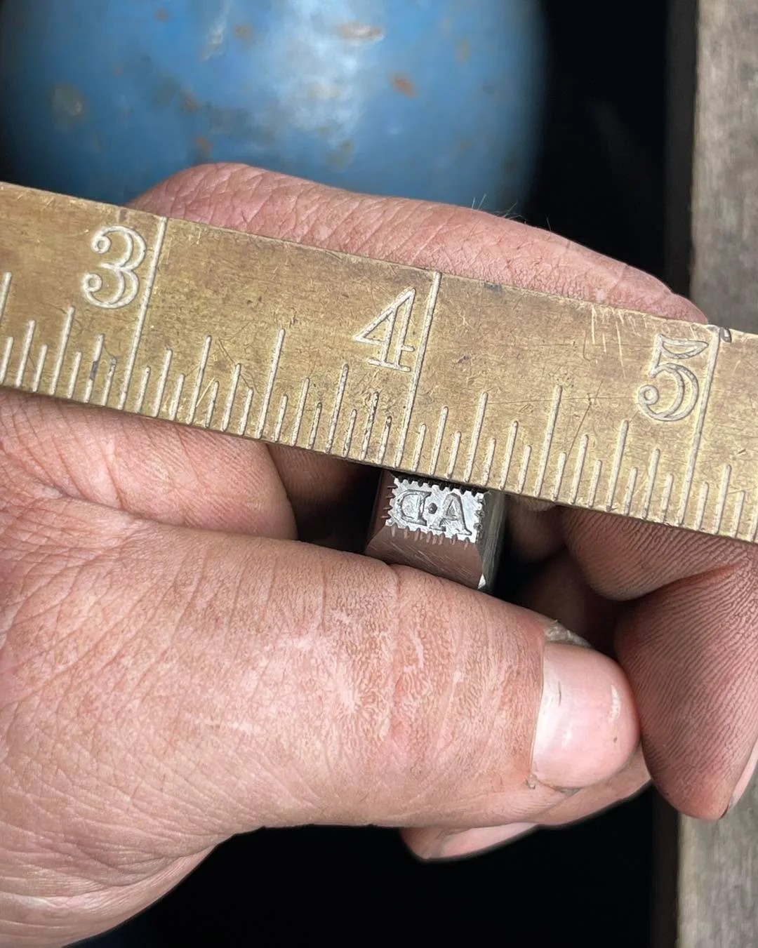 My smallest maker&rsquo;s mark stamp yet, finished and mailed off a couple weeks ago to a patient customer. I do really enjoy making these. There&rsquo;s quite a process involved- first, I have to make tiny punches to make the letter stamps, then I h