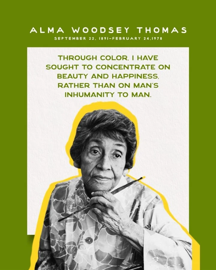 Alma Woodsey Thomas painted joy while overcoming barriers that delayed recognition for decades.

Born in 1891, she lived through segregation, limited access to formal art training, and systemic exclusion from the art market. She spent more than 35 ye