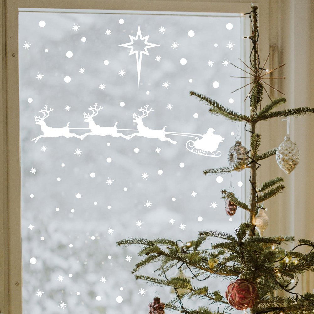window snowflakes  Christmas window decorations, Window snow