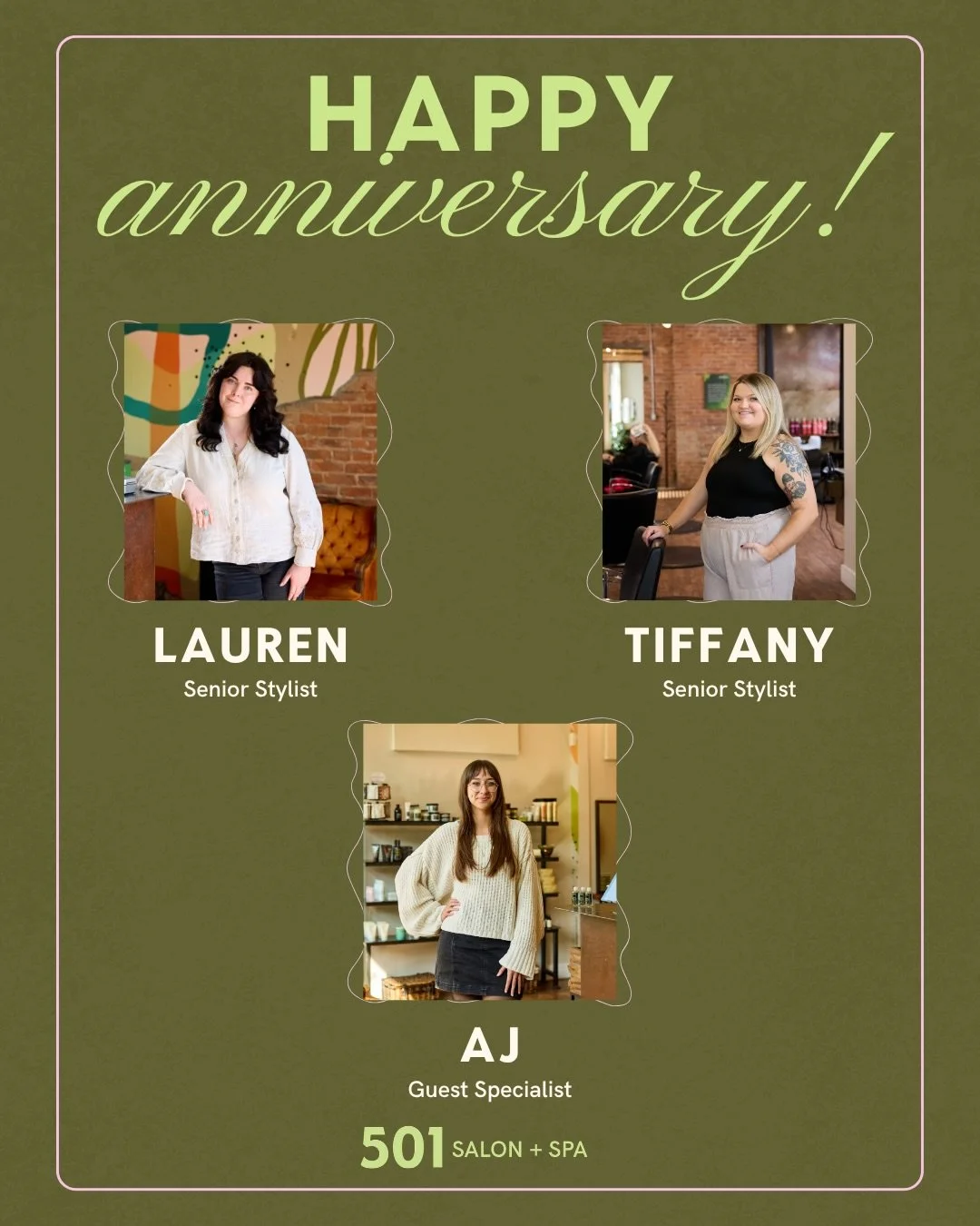 Cheers to our Quarter 2 anniversaries! ✨

These 3 joined us during the second quarter of the year and quickly became such an important part of our salon + spa.

Thank you for your creativity, professionalism, and the care you bring into the space eve