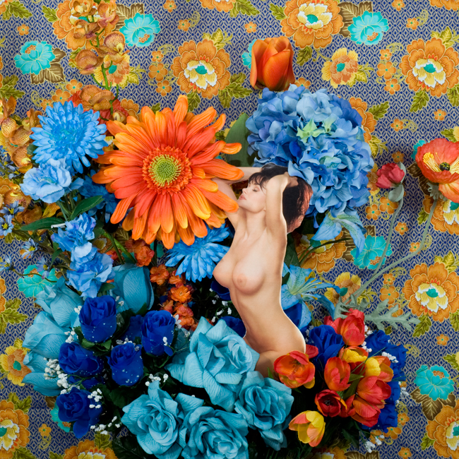 Still Life with Flowers, Blue and Orange