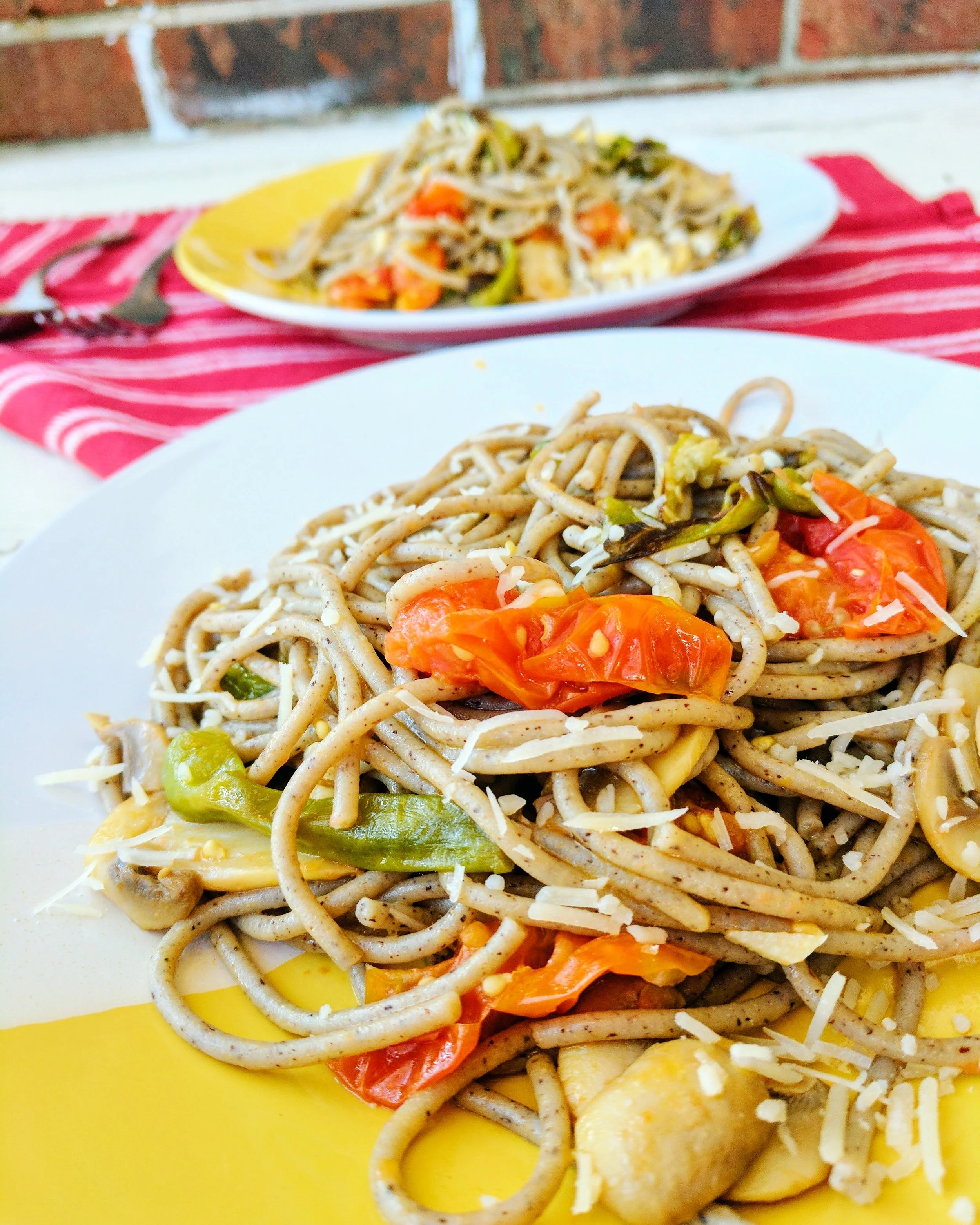 Roasted shishito pepper pasta (gluten-free)