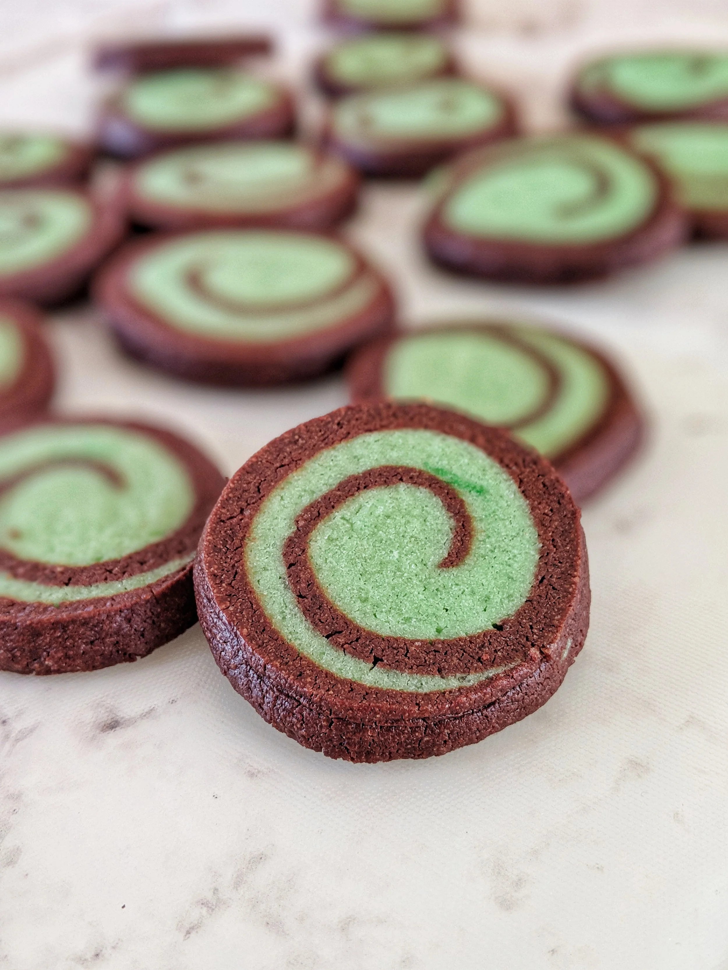 Peppermint chocolate pinwheel cookies
