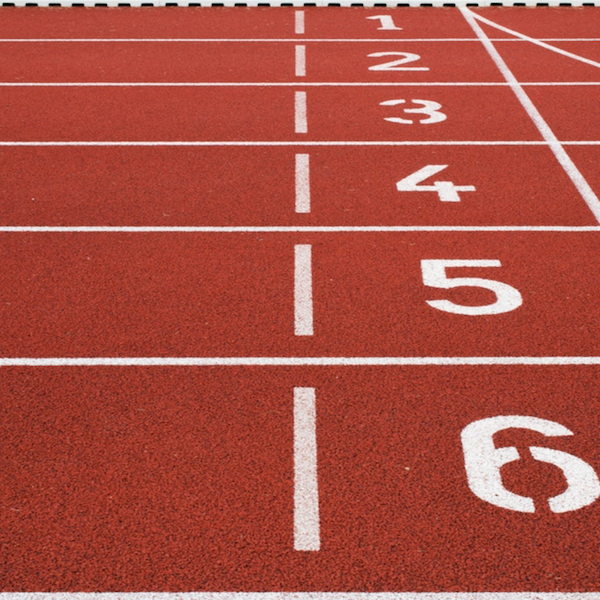 Red asphalt running track.