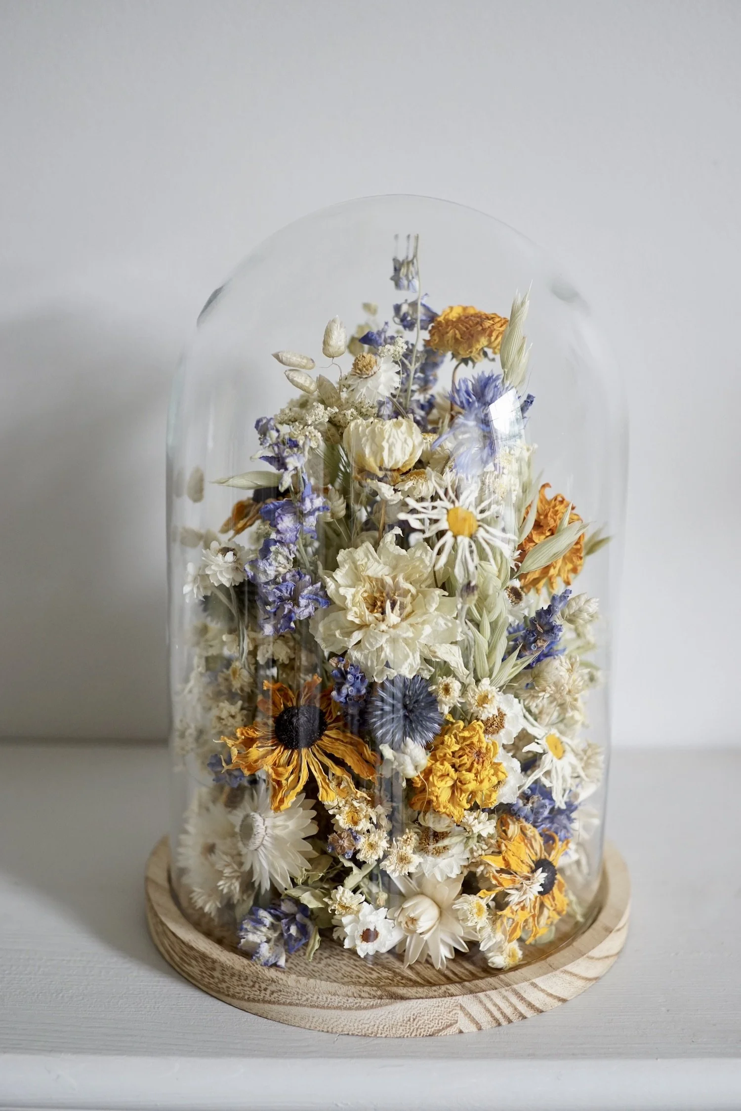 Large dried flower dome custom order — Harebell & Bee
