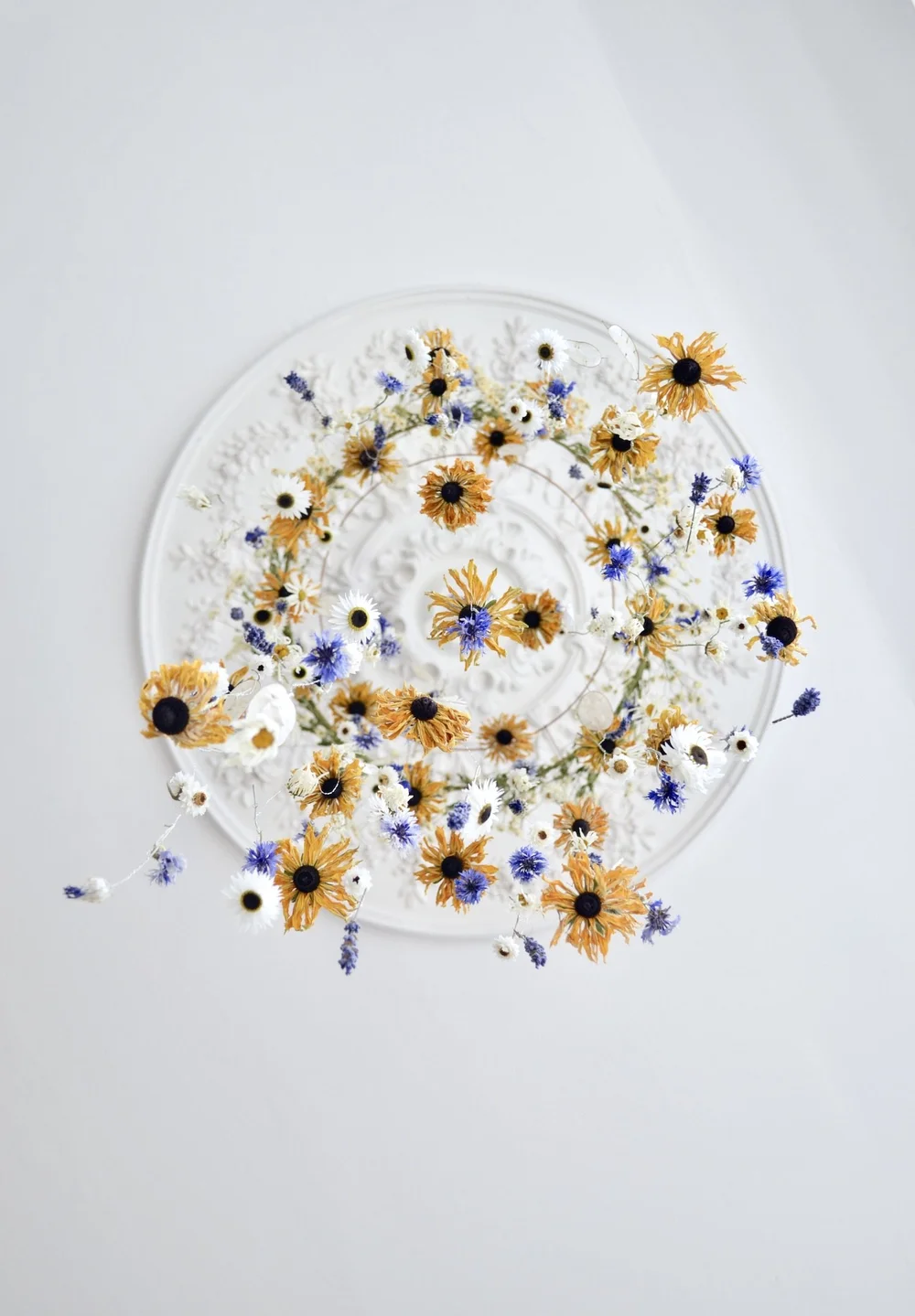 Rudbeckia in a floral chandelier
