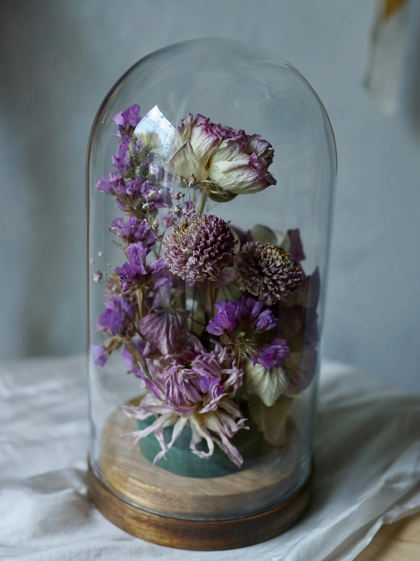 A happy Friday to you 💜

I made a few of these bell jar designs for the art trail, each one including some wonderful dried hydrangea from @amy_wild_at_heart_flowers  I just love the colours in her hydrangeas so much 🩷

Also under the glass&hellip; 
