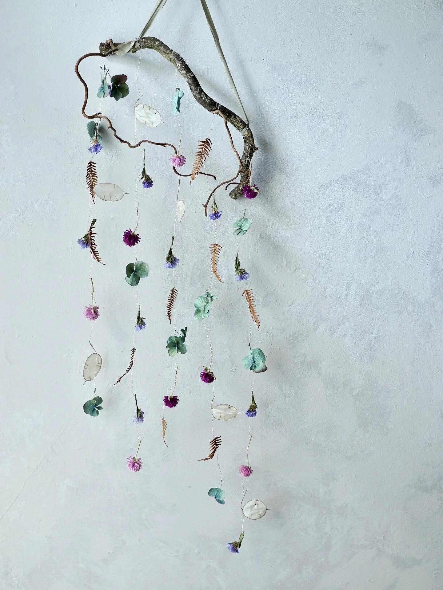 A third flower mobile made for the farOpen autumn exhibit. I decided to name each mobile (for the wall labels) and this one became &lsquo;Forest and garden&rsquo; for the bracken from the forest, the flowers from the garden and the hydrangeas that ar