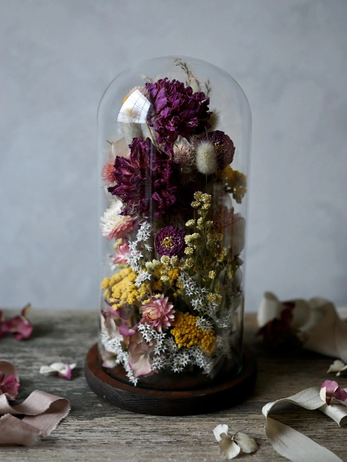 One of the two dried flower bell jars I&rsquo;m contributing to the @faropen.artists group spring show 🌸 This year&rsquo;s exhibit is happening at the beautiful Sixteen Gallery in Cheltenham from 19 March to 1 April and features a variety of work by